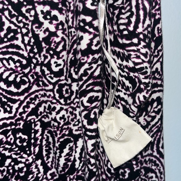 NWT Madison Lightweight Cardigan Sweater Plum White Floral Leaf Boho Print Sz XL - Picture 4 of 11